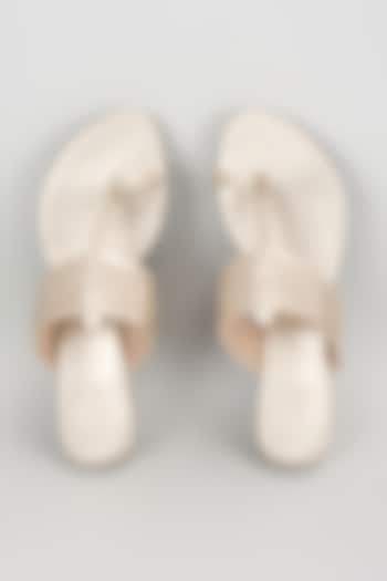 Pearl White Faux Leather Handcrafted Wedges by stoffa bride at Pernia's Pop Up Shop
