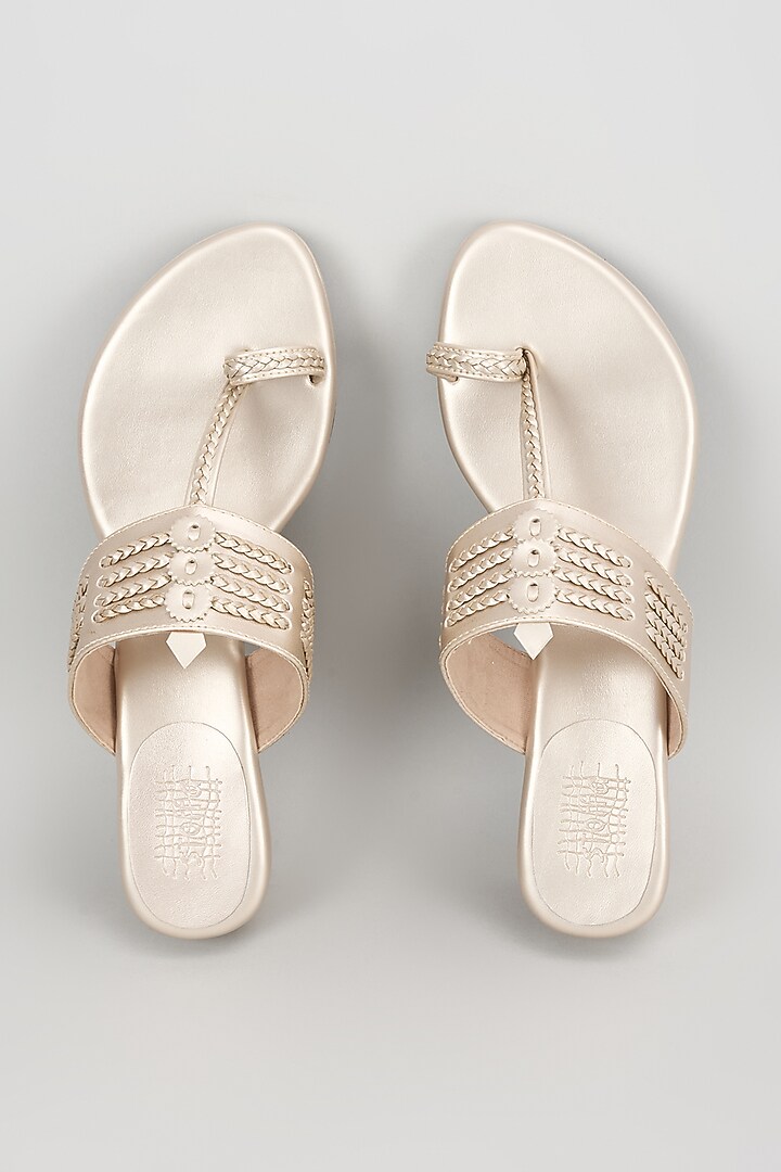 Pearl White Faux Leather Handcrafted Wedges by stoffa bride at Pernia's Pop Up Shop