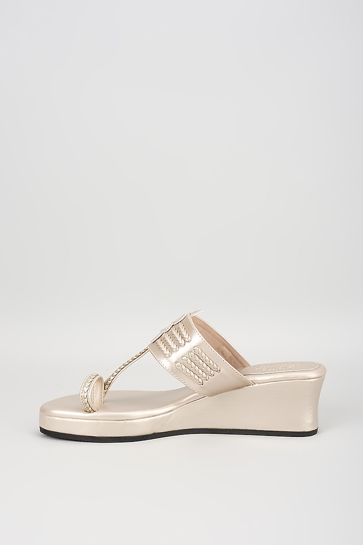 Pearl White Faux Leather Handcrafted Wedges by stoffa bride at Pernia's Pop Up Shop