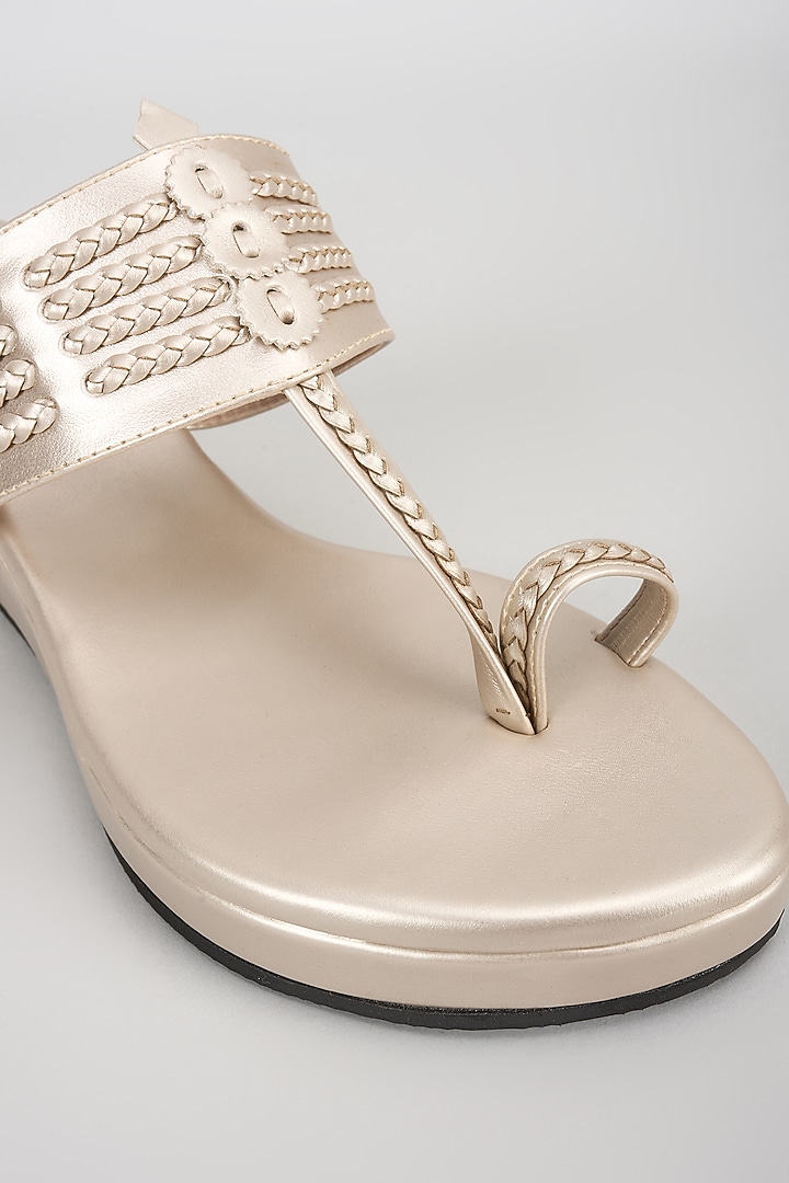 Pearl White Faux Leather Handcrafted Wedges by stoffa bride at Pernia's Pop Up Shop