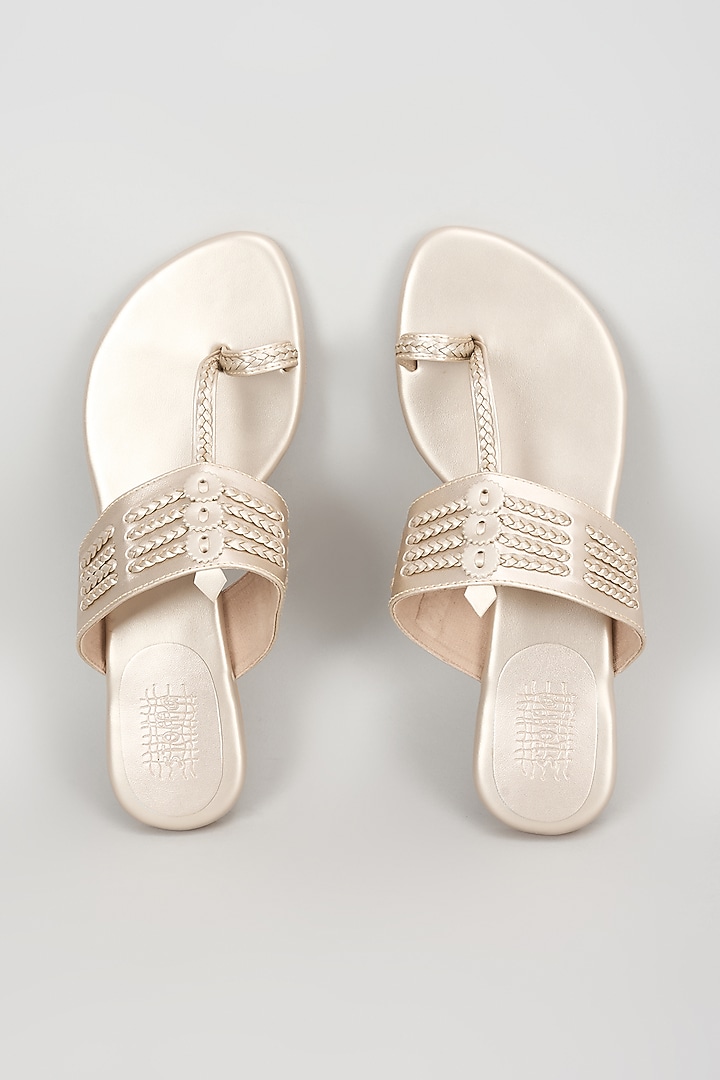 Pearl White Faux Leather Flats by stoffa bride at Pernia's Pop Up Shop