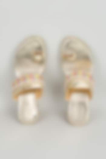 Multi-Colored Faux Leather Embroidered Wedges by Stoffa Bride at Pernia's Pop Up Shop