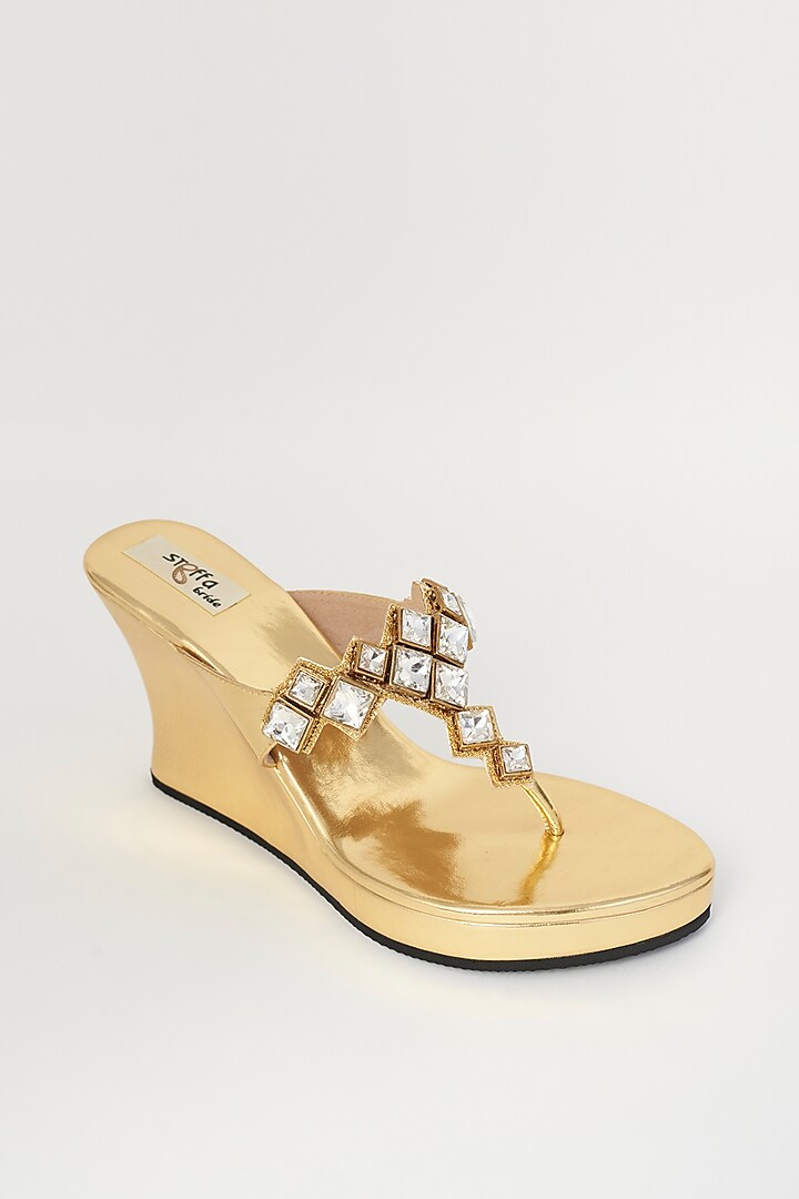 Gold Embroidered Wedges by Stoffa Bride