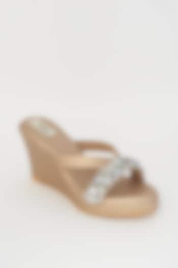 Champagne Crystal Embellished Wedges by Stoffa Bride