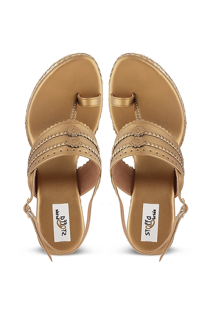 Antique Gold Faux Leather Wedges by stoffa bride