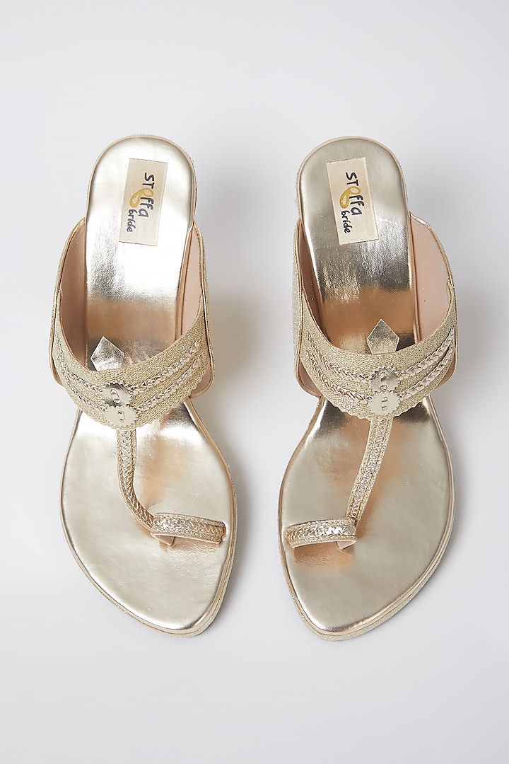 Light Gold Faux Leather Wedges by stoffa bride