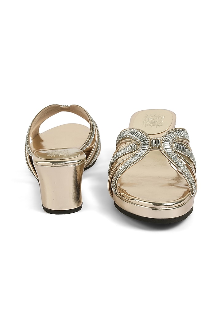 Gold Faux Leather Crystal Embellished Wedges by stoffa bride at Pernia's Pop Up Shop