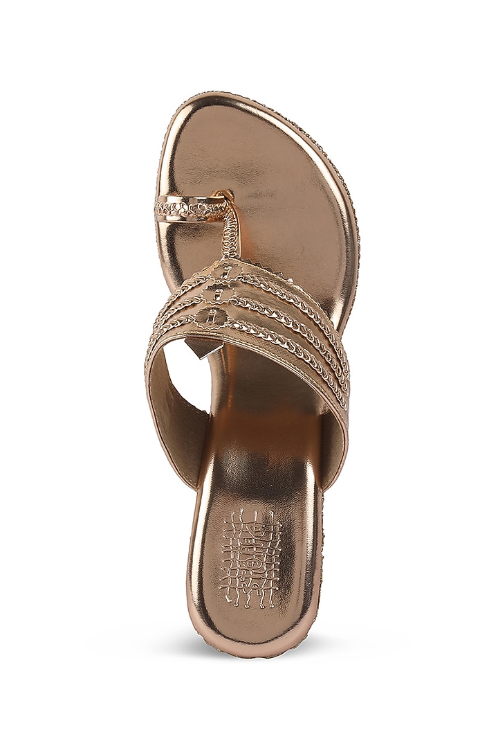 Rose Gold Faux Leather Embellished Wedges by stoffa bride at Pernia's Pop Up Shop