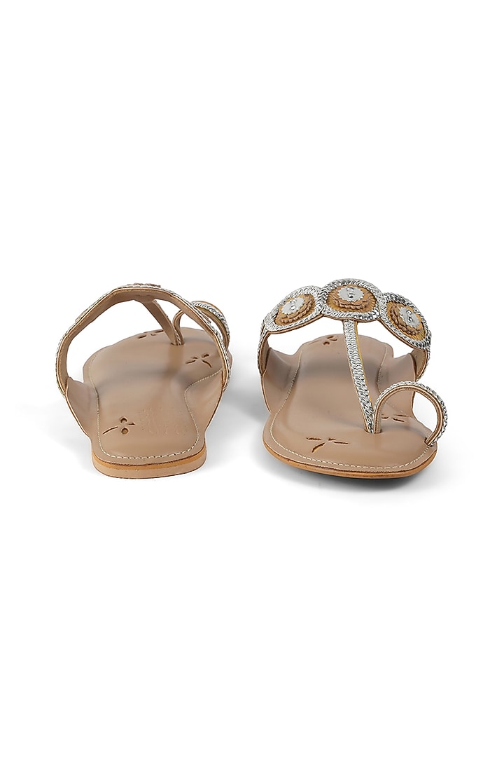 Rose Gold Faux Leather Braided Flats by stoffa bride at Pernia's Pop Up Shop
