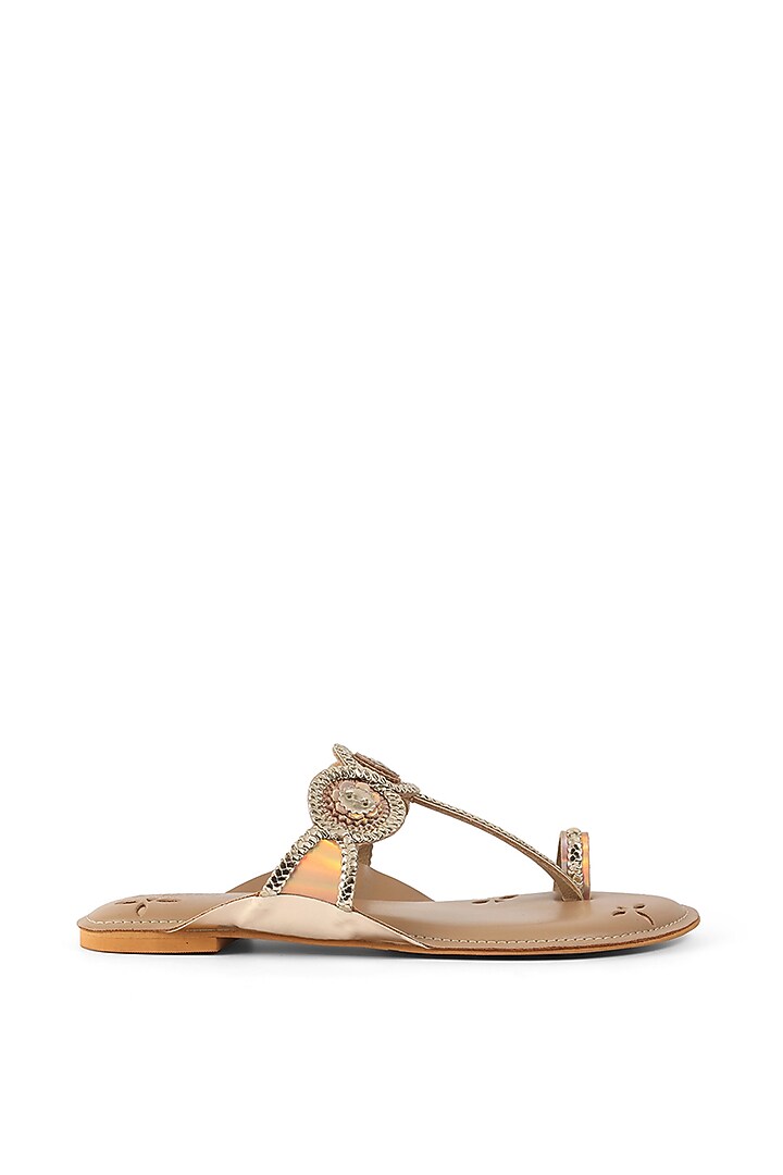 Gold Faux Leather Braided Flats by stoffa bride at Pernia's Pop Up Shop