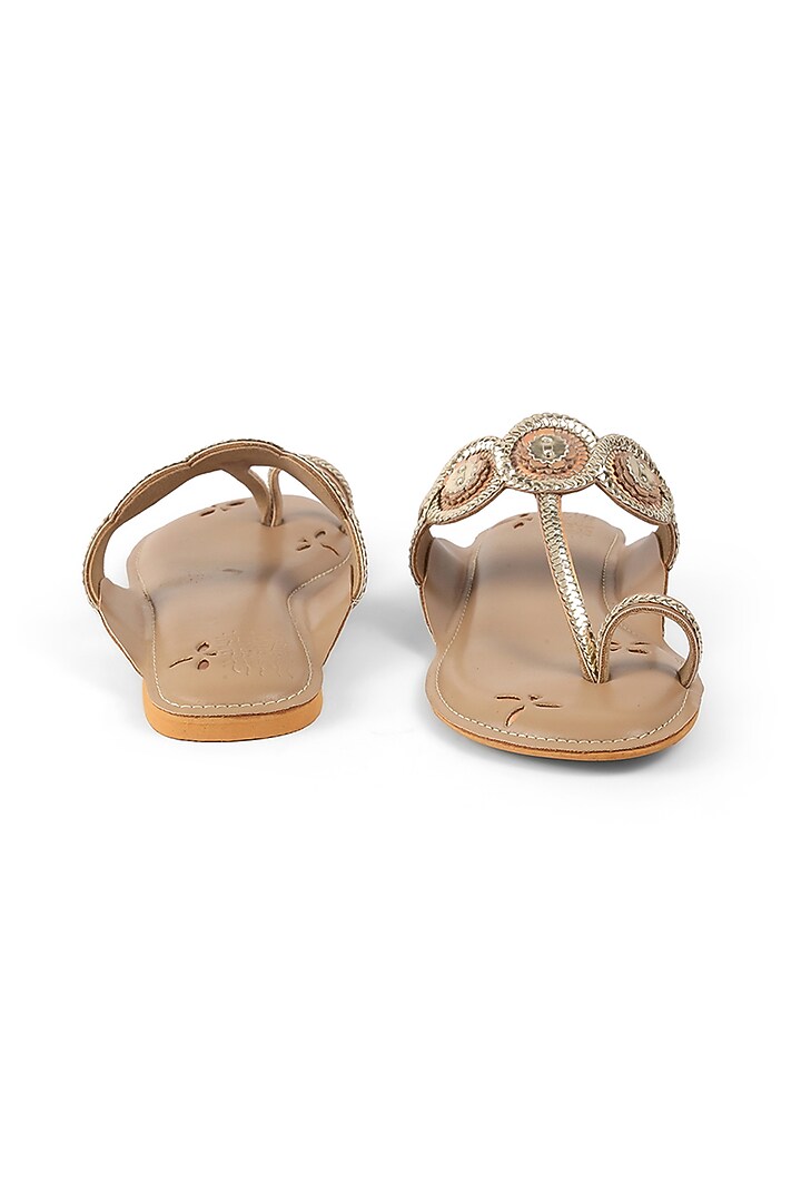 Gold Faux Leather Braided Flats by stoffa bride at Pernia's Pop Up Shop