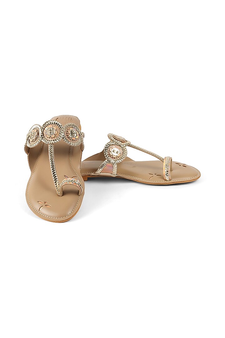 Gold Faux Leather Braided Flats by stoffa bride at Pernia's Pop Up Shop
