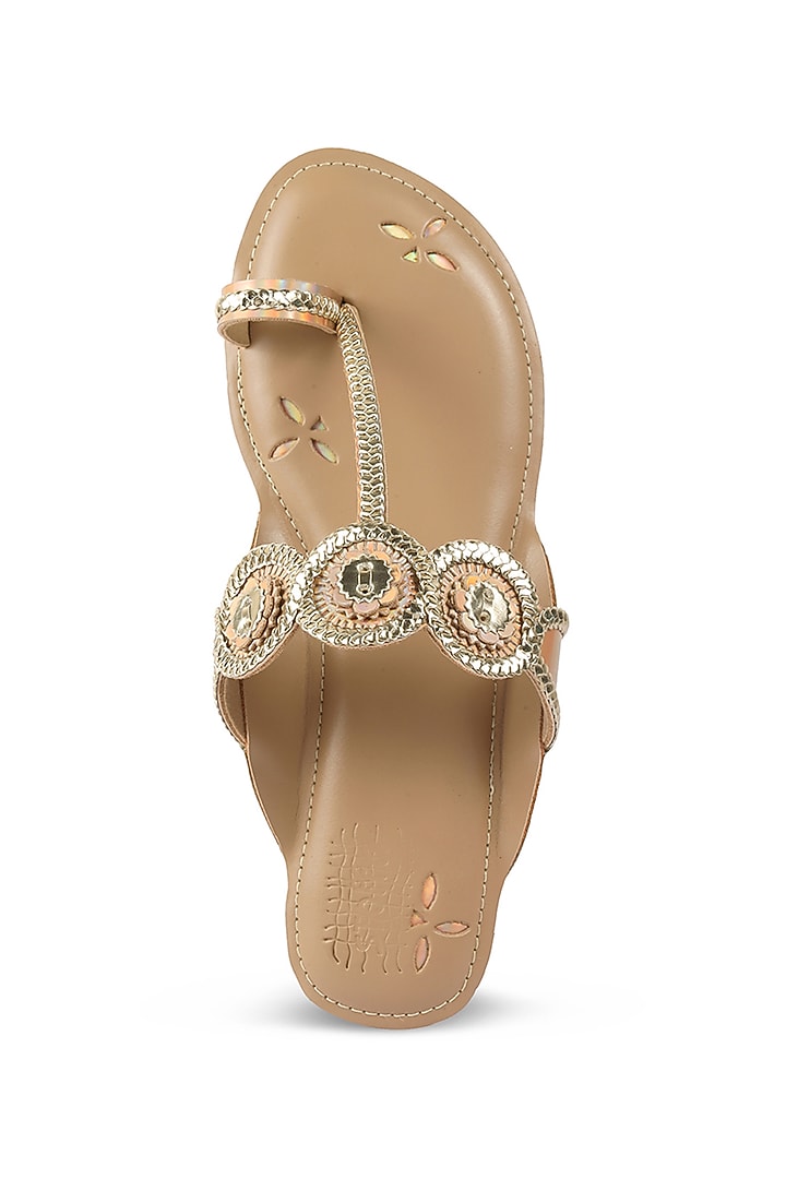 Gold Faux Leather Braided Flats by stoffa bride at Pernia's Pop Up Shop