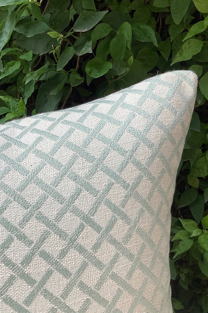 Sea Green & White Cotton Cushion Cover by Studio Covers at Pernia's Pop Up Shop