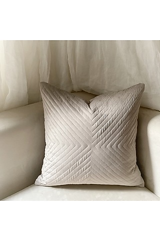 Quilted Beige Velvet Contemporary Cushion Cover by Studio Covers