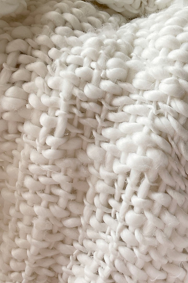 White Chunky Knit Handcrafted Throw by Studio Covers at Pernia's Pop Up Shop