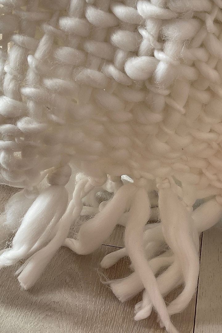 White Chunky Knit Handcrafted Throw by Studio Covers at Pernia's Pop Up Shop