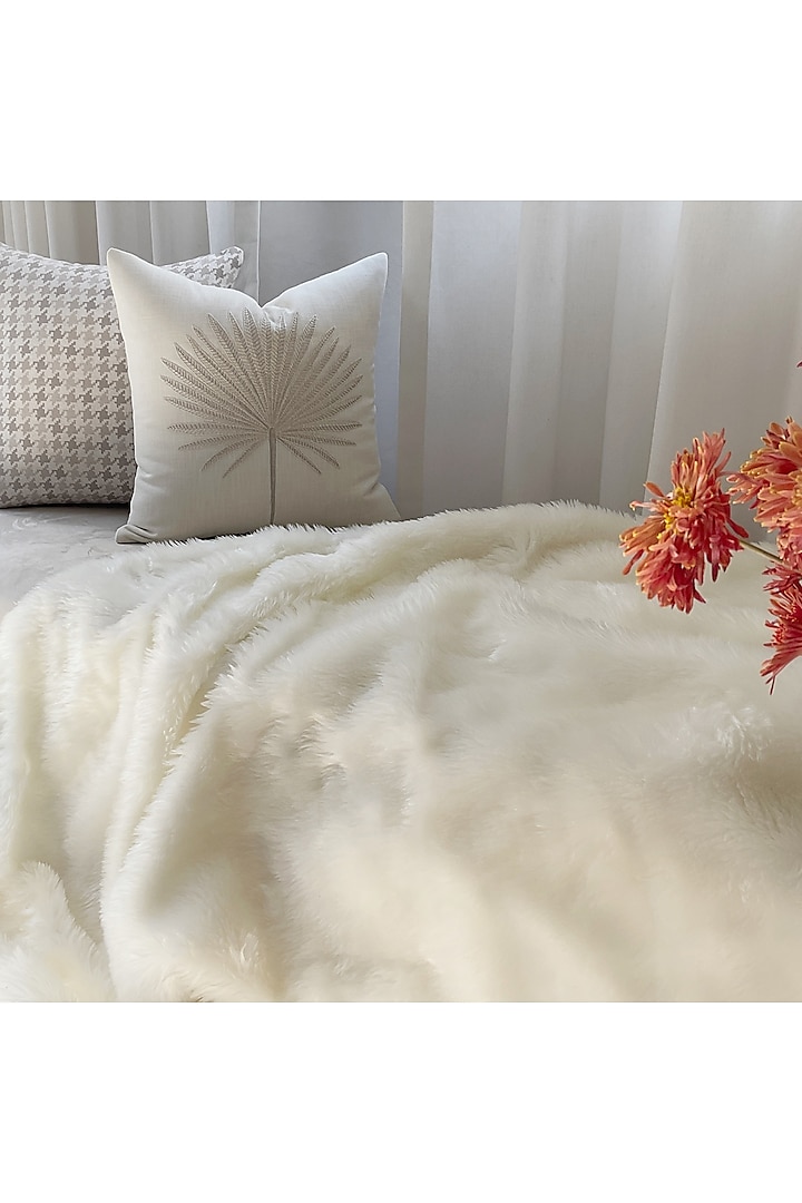 White Faux Fur Luxe Vegan Throw by Studio Covers