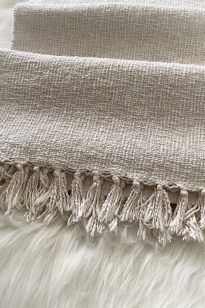 Ivory Cotton Handwoven Bedspread by Studio Covers at Pernia's Pop Up Shop