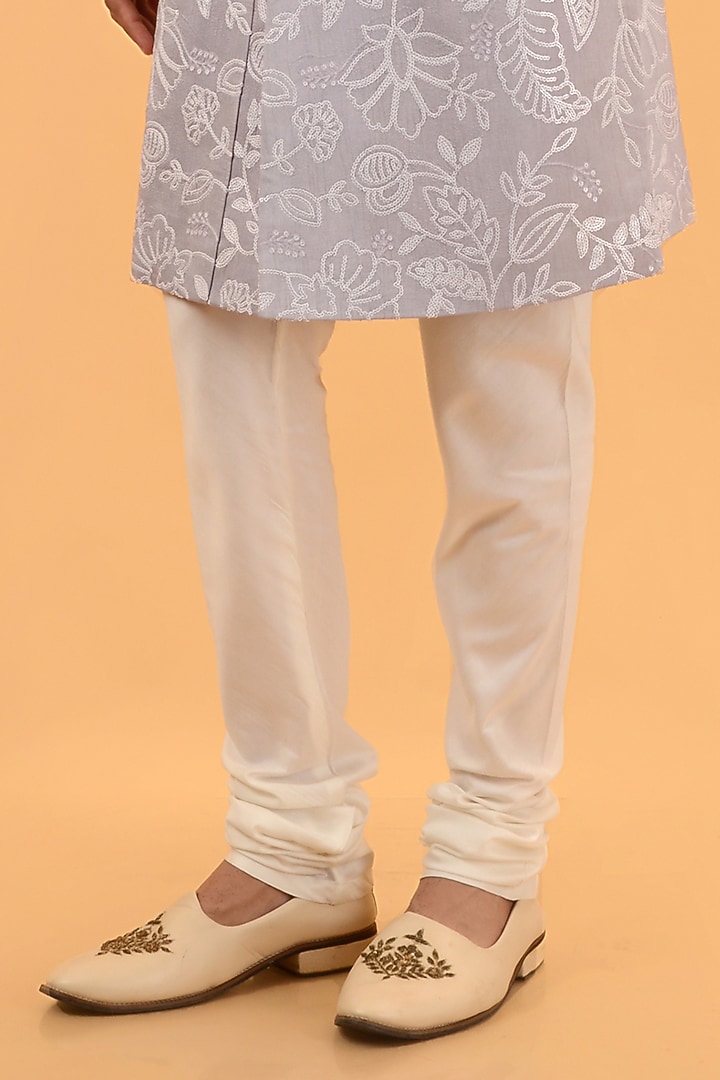 Lilac Raw Silk Sequins Embroidered Wedding Sherwani Set by STEEL at Pernia's Pop Up Shop