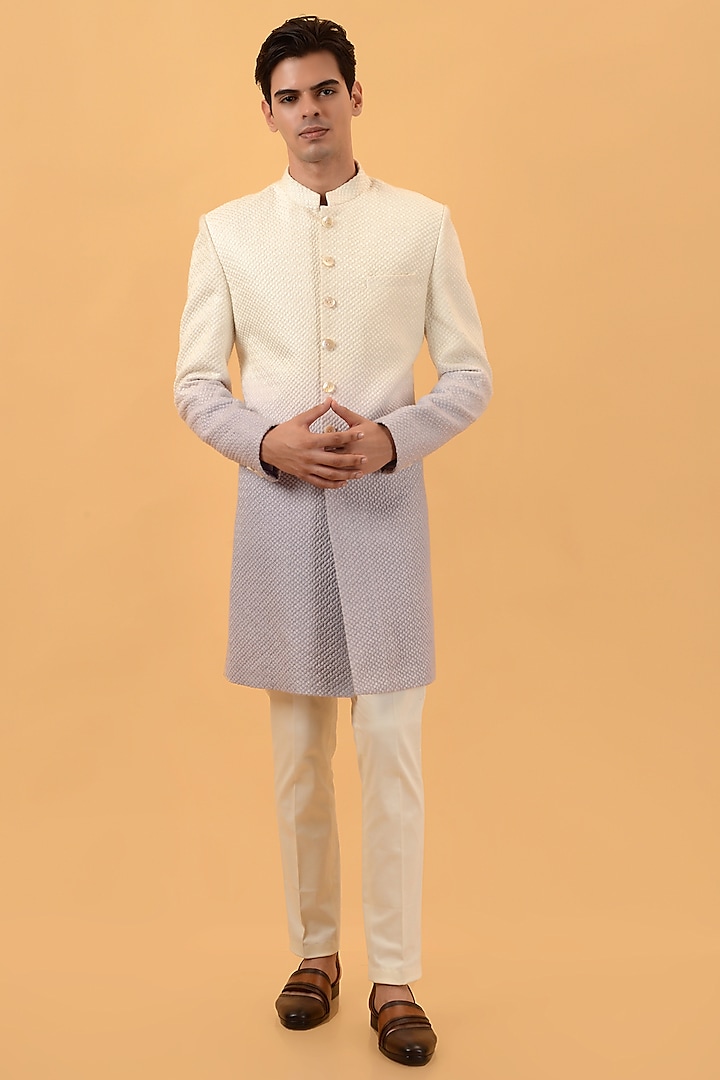 Lilac Lucknowi Ombre-Dyed Indo-Western Set by STEEL at Pernia's Pop Up Shop