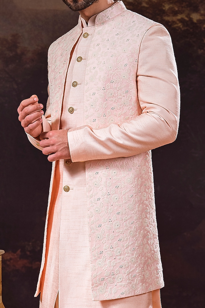 Blush Pink Chanderi Indo Western Set main image 1
