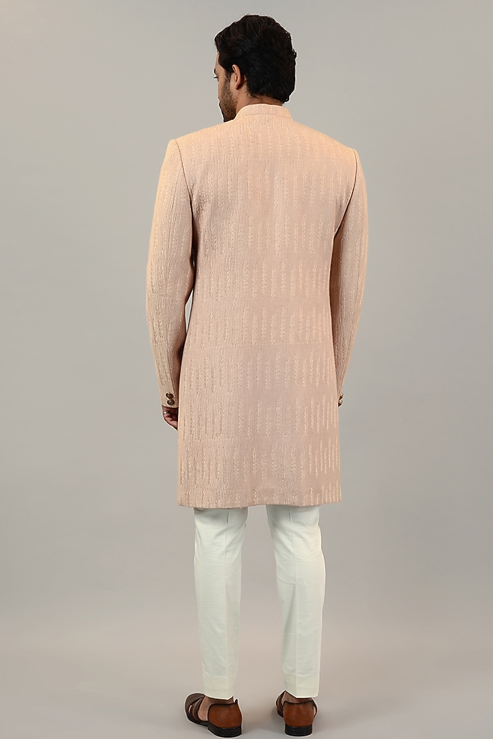 Beige Chikankari Wedding Indowestern Set by STEEL at Pernia's Pop Up Shop