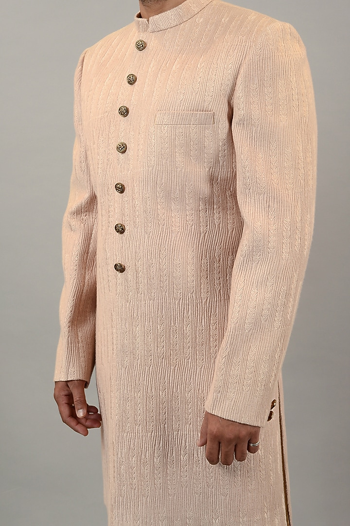 Beige Chikankari Wedding Indowestern Set by STEEL at Pernia's Pop Up Shop