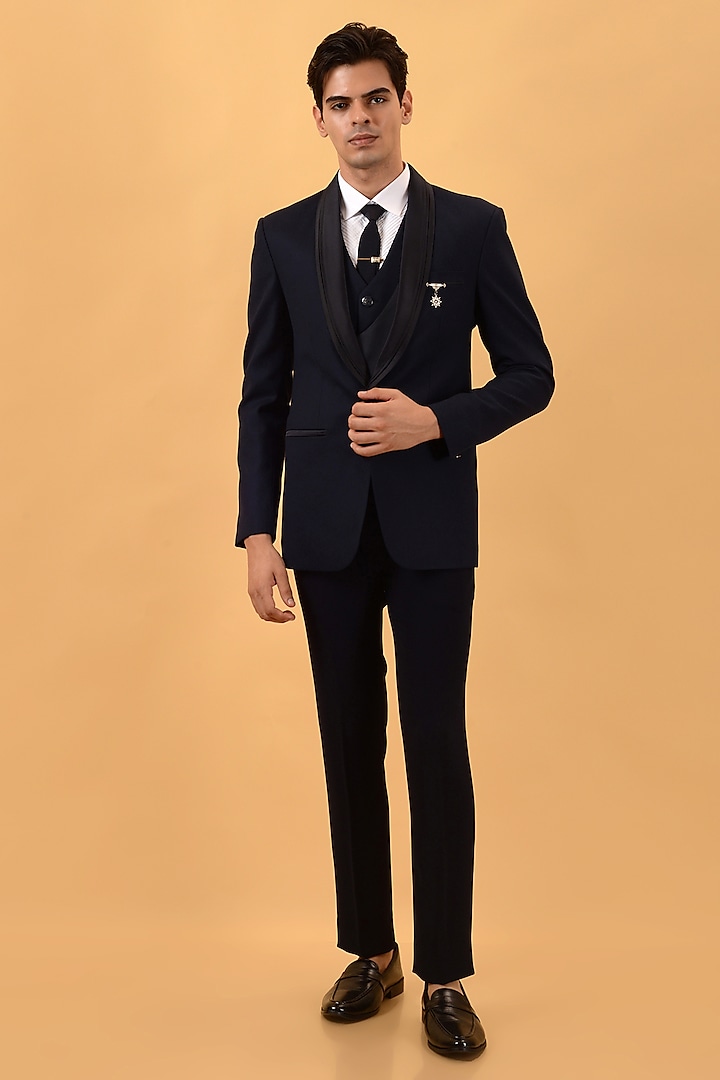 Navy Blue Imported Suiting Tuxedo Set by STEEL