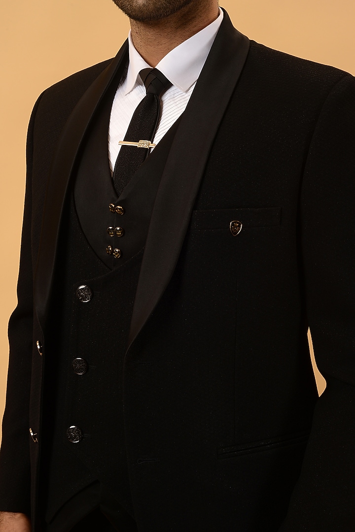 Black Imported Suiting Tuxedo Set by STEEL at Pernia's Pop Up Shop