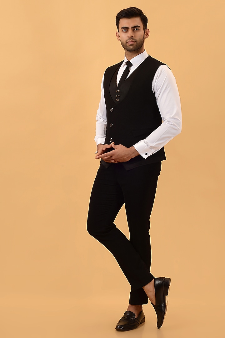 Black Imported Suiting Tuxedo Set by STEEL at Pernia's Pop Up Shop