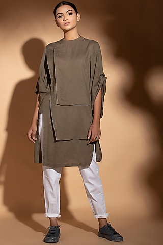 Brownish Grey Multi Layered Kurta by STUDIO ERROR