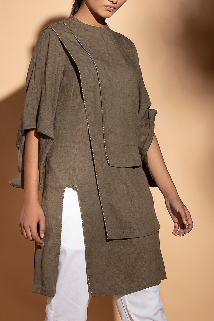 Brownish Grey Multi Layered Kurta by STUDIO ERROR at Pernia's Pop Up Shop