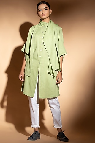 Lime Cross Over Flap Kurta by STUDIO ERROR