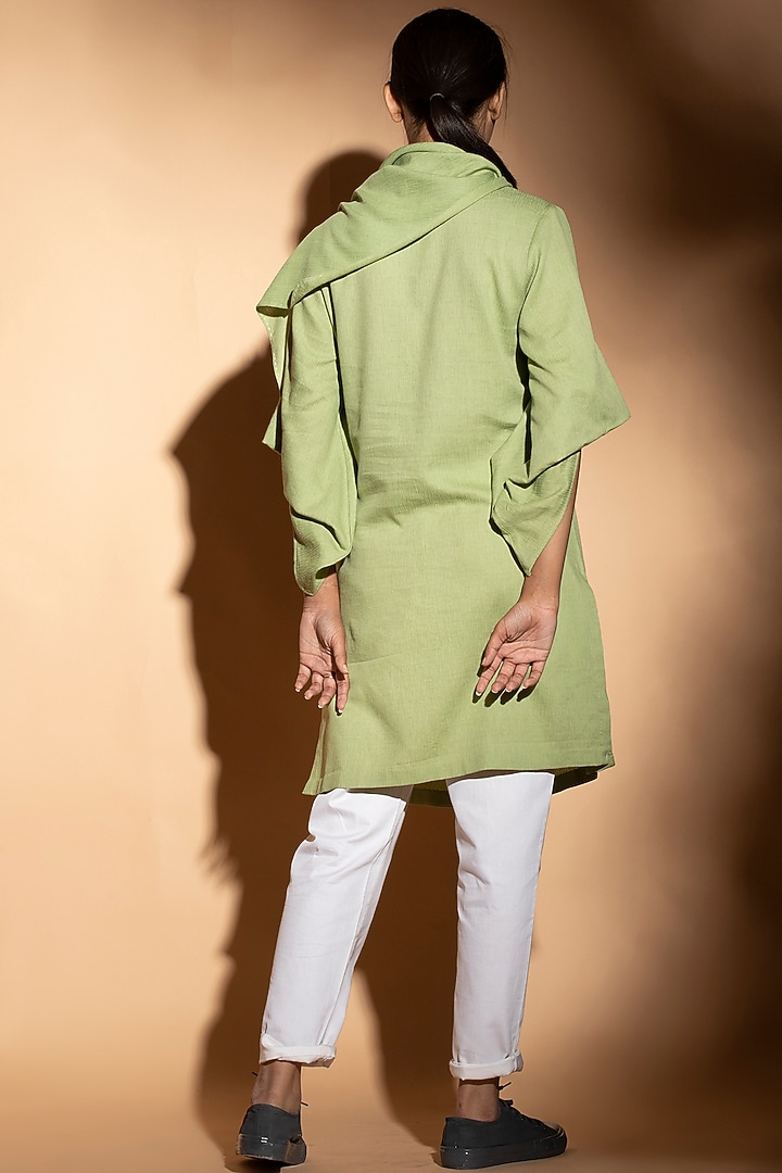 Lime Cross Over Flap Kurta by STUDIO ERROR at Pernia's Pop Up Shop