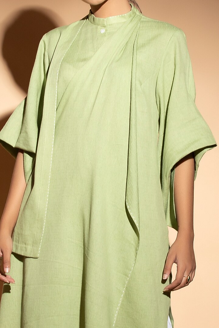Lime Cross Over Flap Kurta by STUDIO ERROR at Pernia's Pop Up Shop