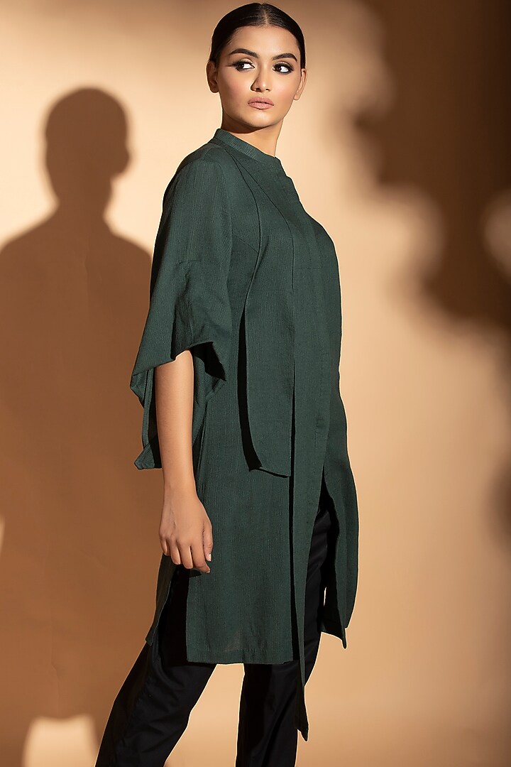 Teal Blue One Side Layered Kurta by STUDIO ERROR at Pernia's Pop Up Shop