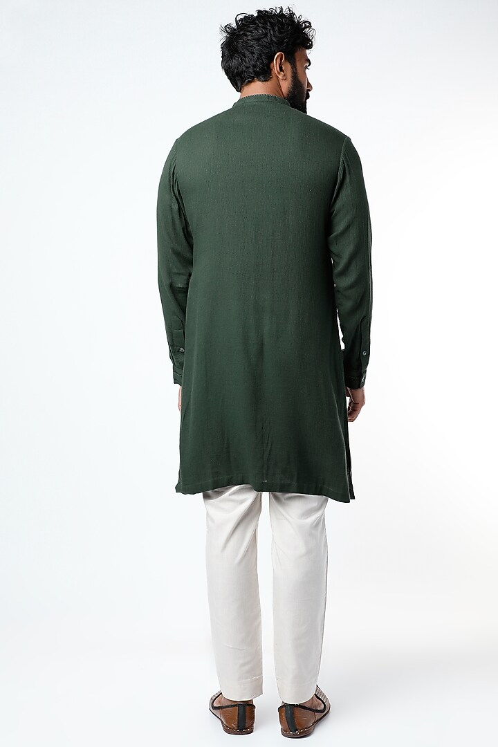 Teal Blue Paneled Kurta With Thread Work by STUDIO ERROR MEN at Pernia's Pop Up Shop