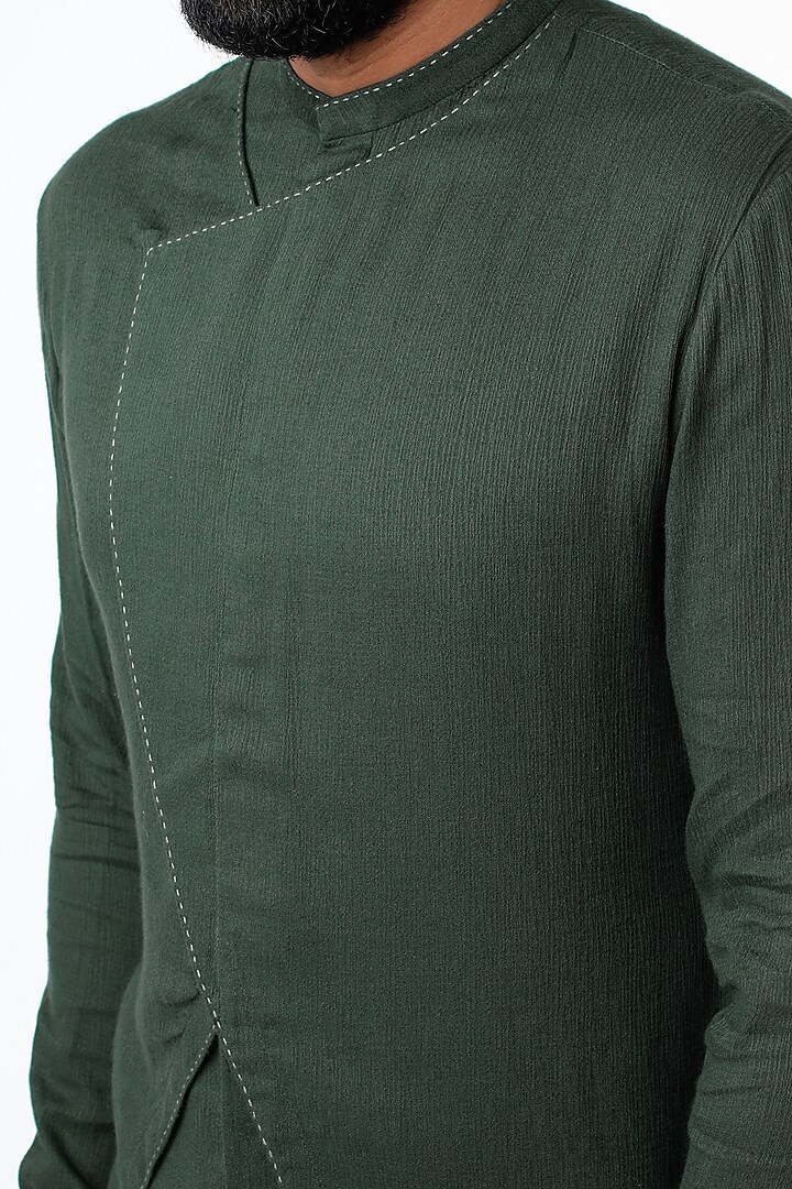 Teal Blue Paneled Kurta With Thread Work by STUDIO ERROR MEN at Pernia's Pop Up Shop