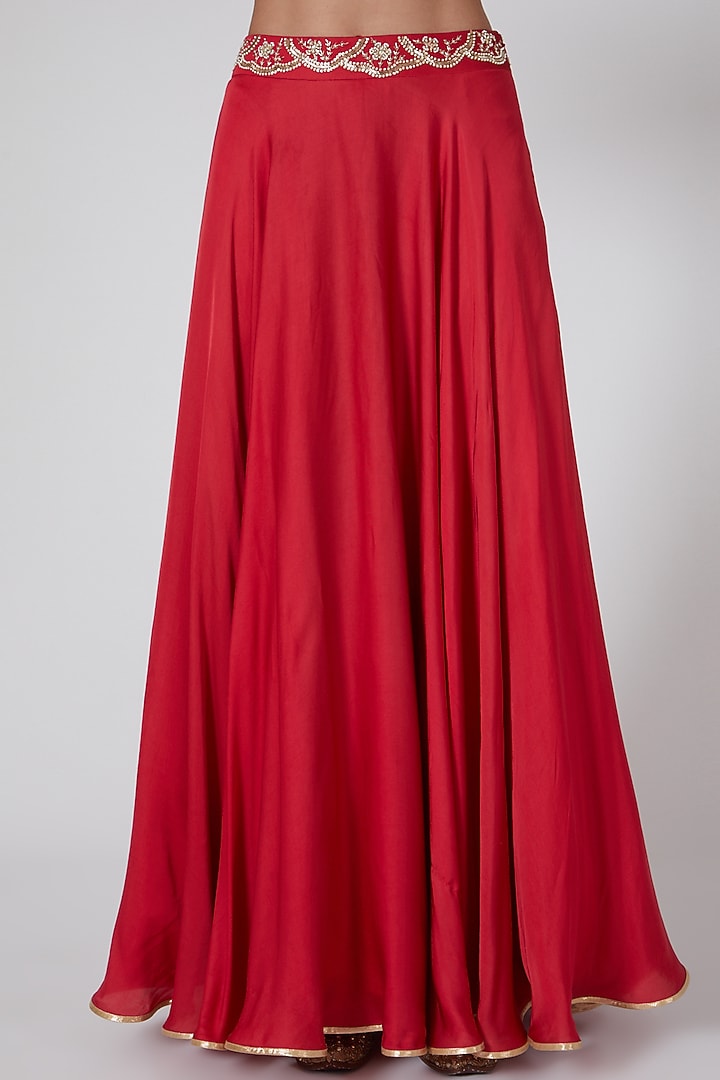 Fuchsia Cotton Silk Embellished Circular Skirt Set by Seema Thukral at Pernia's Pop Up Shop