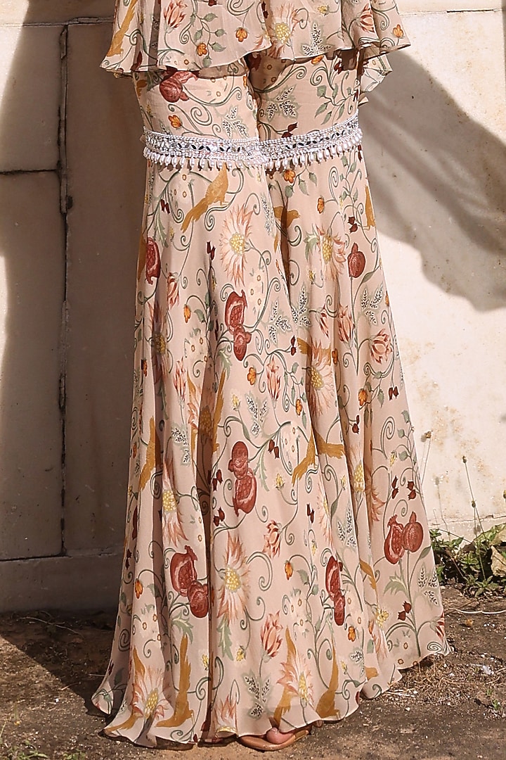 Blush Pink Georgette Printed & Embellished Gharara Set by Seema Thukral at Pernia's Pop Up Shop