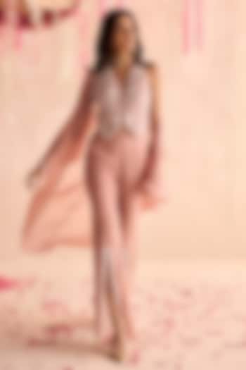 Champagne Organza Cape Set by Seema Thukral at Pernia's Pop Up Shop