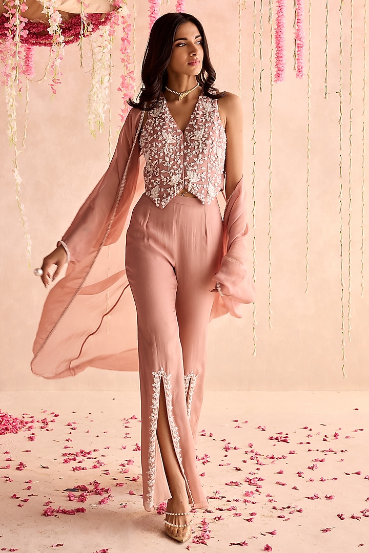 Champagne Organza Cape Set by Seema Thukral at Pernia's Pop Up Shop