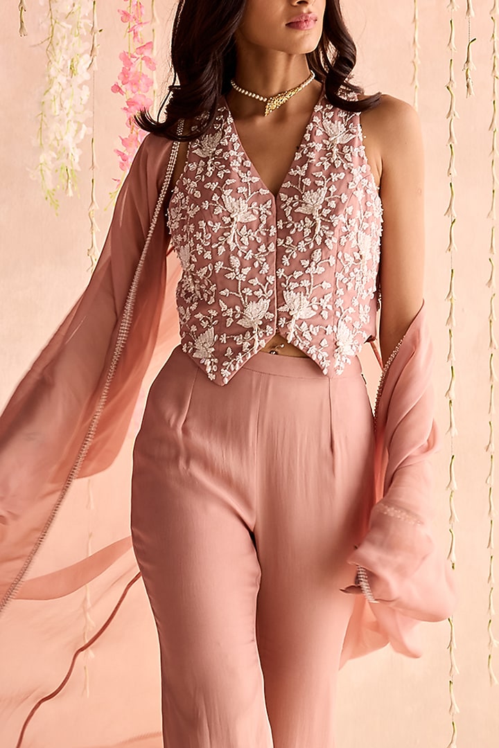 Champagne Organza Cape Set by Seema Thukral at Pernia's Pop Up Shop