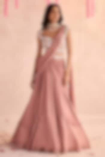 Champagne Georgette Hand Embellished Wedding Lehenga Set by Seema Thukral at Pernia's Pop Up Shop