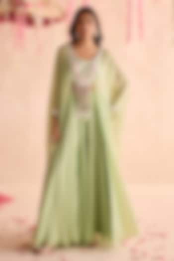 Mint Green Organza Wedding Sharara Set by Seema Thukral at Pernia's Pop Up Shop