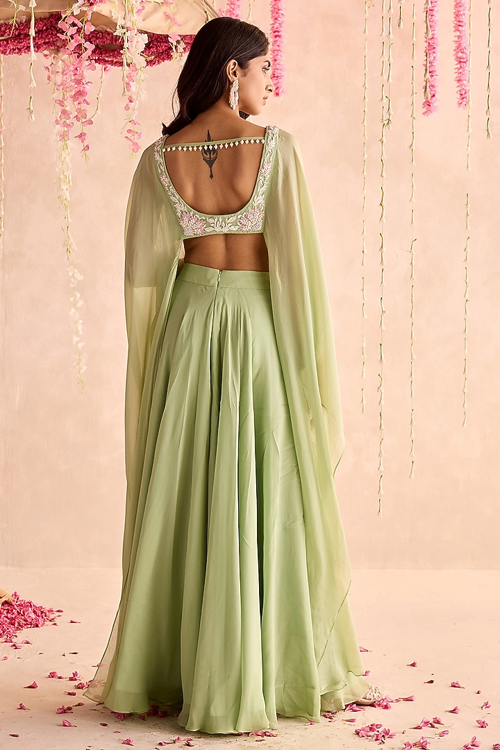 Mint Green Organza Wedding Sharara Set by Seema Thukral at Pernia's Pop Up Shop