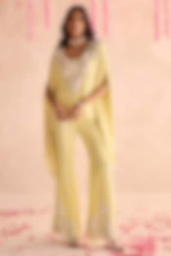 Lemon Yellow Organza Embellished Pant Set by Seema Thukral at Pernia's Pop Up Shop