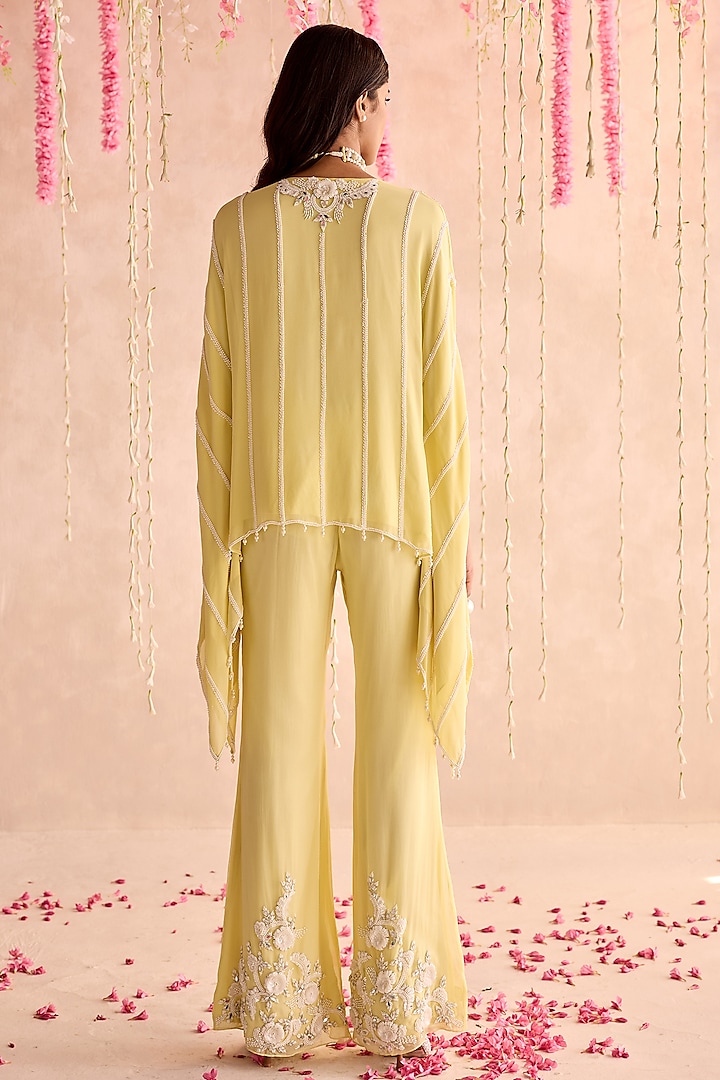 Lemon Yellow Organza Embellished Pant Set by Seema Thukral at Pernia's Pop Up Shop