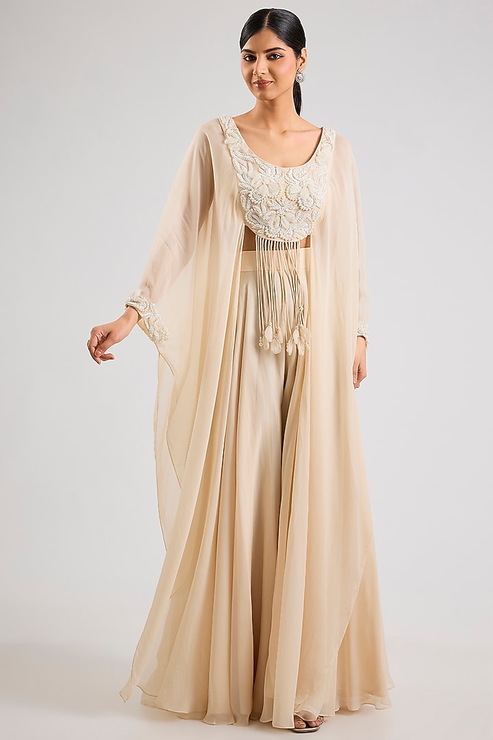 Ivory Organza Wedding Sharara Set by Seema Thukral at Pernia's Pop Up Shop